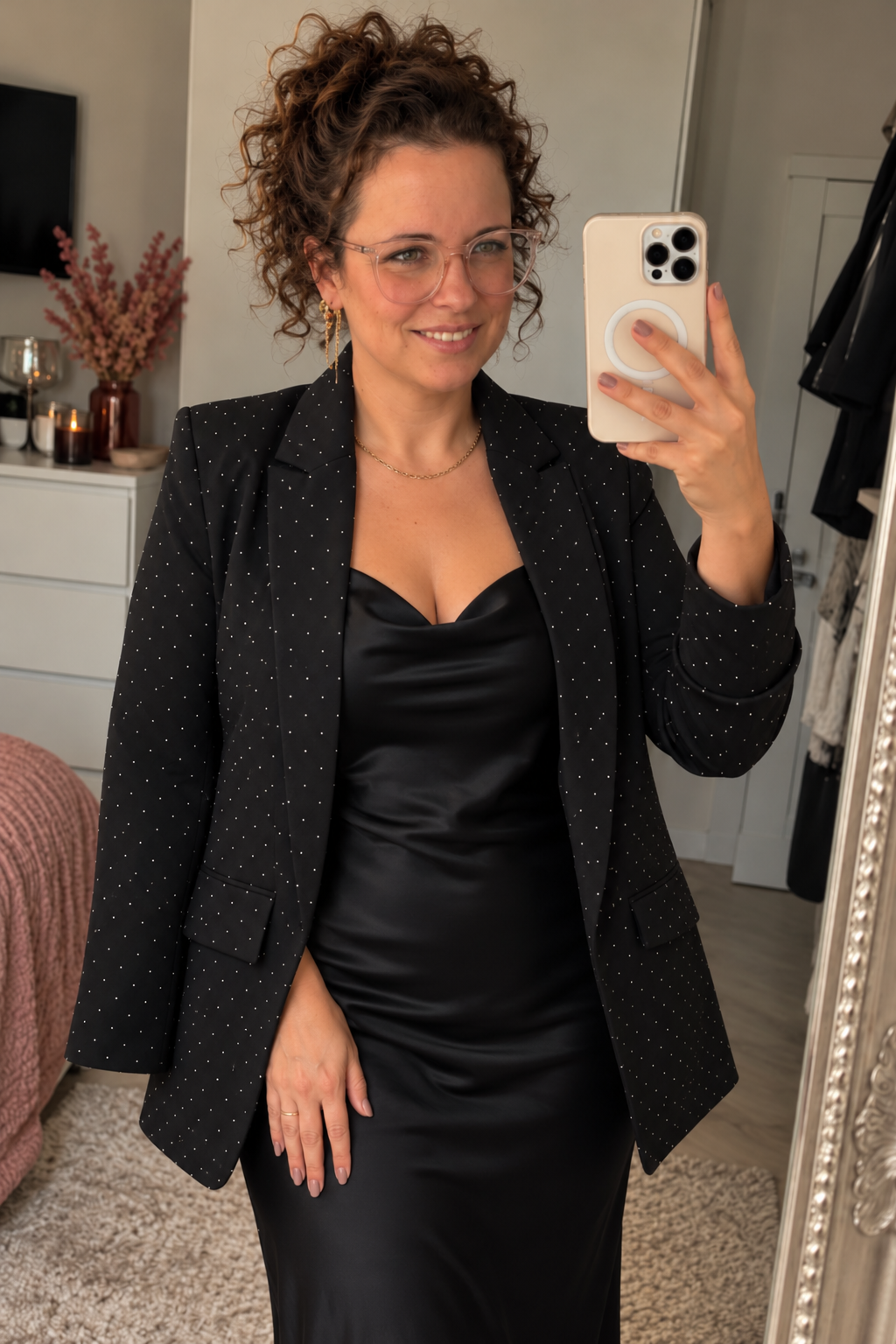 Dames Blazer Strass Steentjes – Zwart