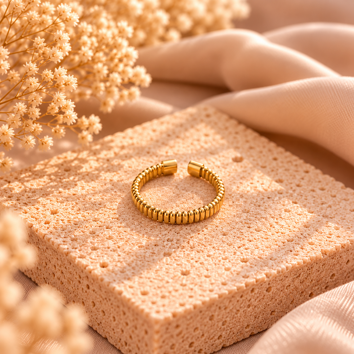 Stainless Steel Minimalistische Ring Verstelbaar Goudkleurig