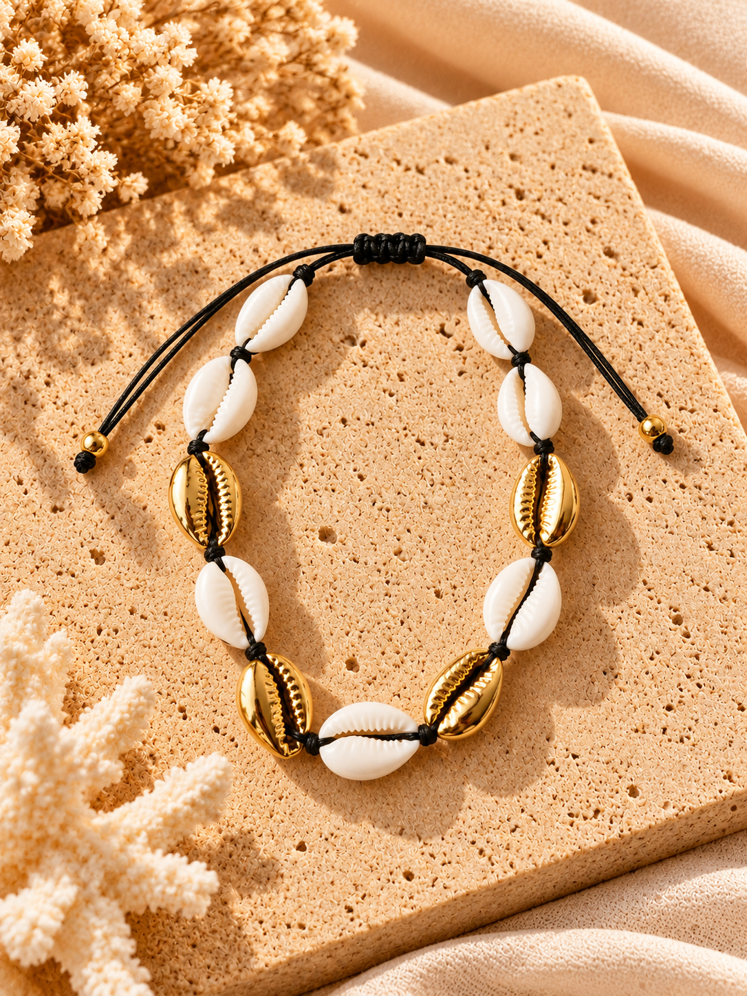 Wit & Goud Schelp Enkelbandje | One Size Fashion