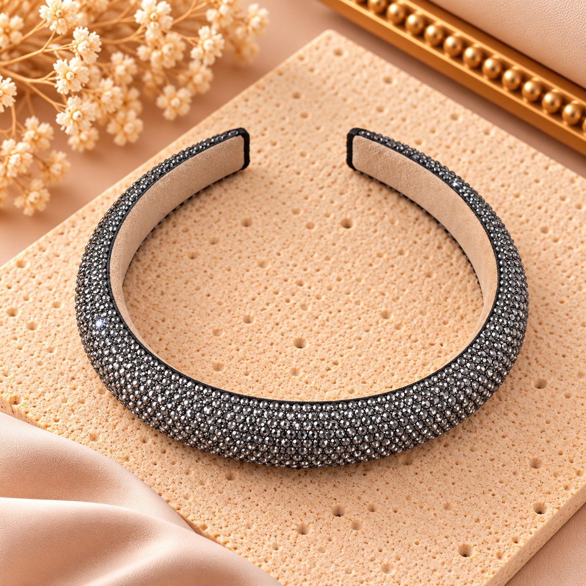 Haarband met Strass | Antraciet | One Size