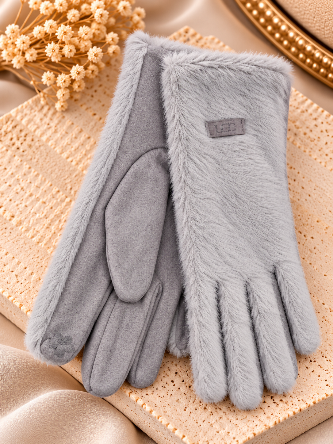 Fluffy Touch Handschoenen – Grijs – One Size Fashion