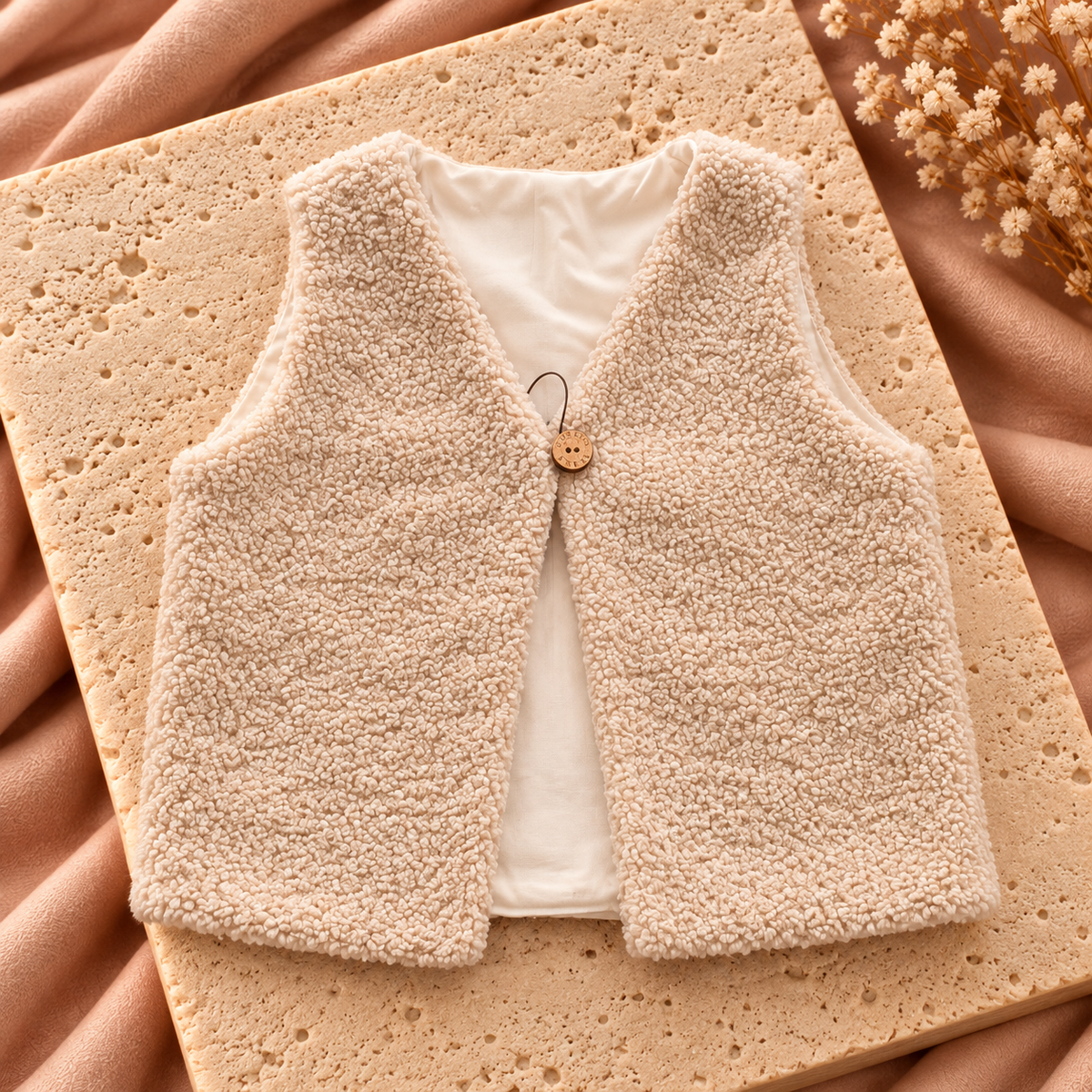 Kinder Teddy Gilet Beige | Zacht & Comfortabel