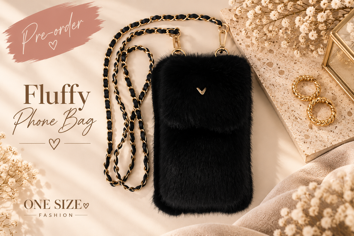 Fluffy Phone Bag – Zwart | Zacht Telefoontasje