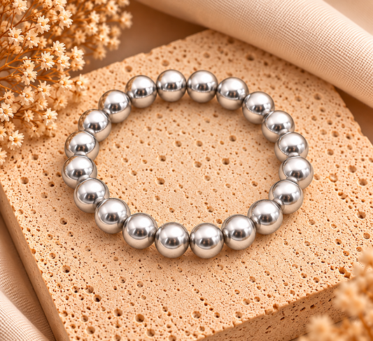 Elastische Imitatieparel Armband – Bruin/Grijs