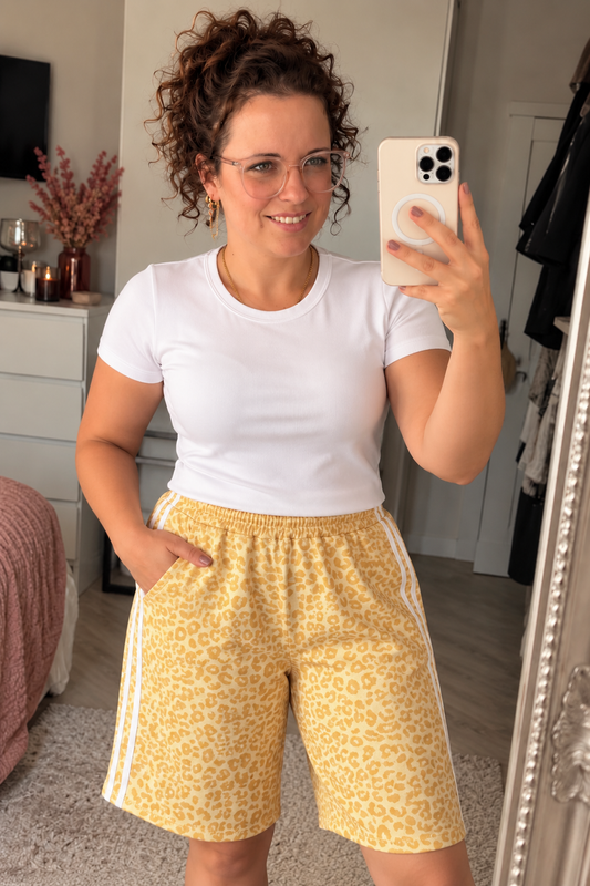 Leopard Korte Broek Geel | One Size (36-42) - One Size Fashion