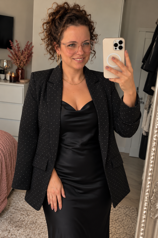 Dames Blazer Strass Steentjes – Zwart