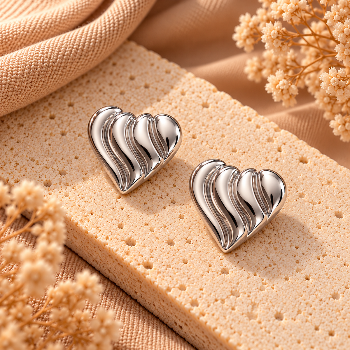 Stainless Steel Hart Oorbellen | Zilverkleurig