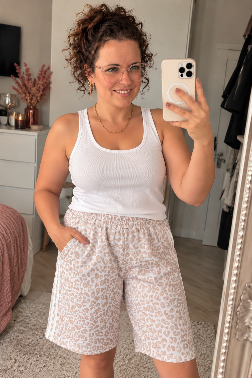Leopard Korte Broek Beige | One Size (36-42) - One Size Fashion