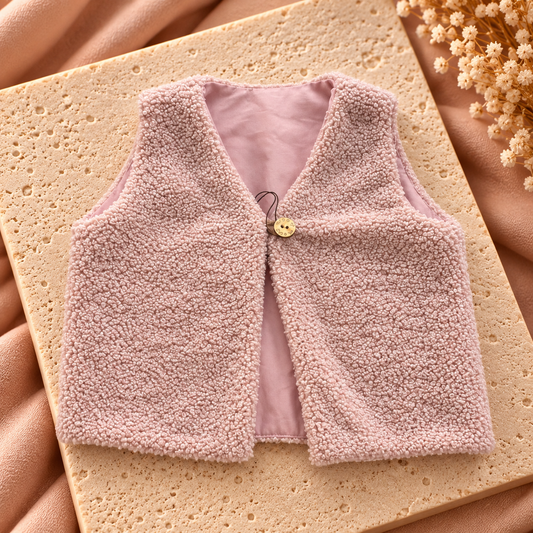 Kinder Teddy Gilet Oud Roze | Zacht & Comfortabel