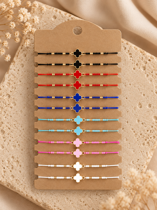 Klavertje Vier Armbandenset – 12 Verstelbare Armbandjes