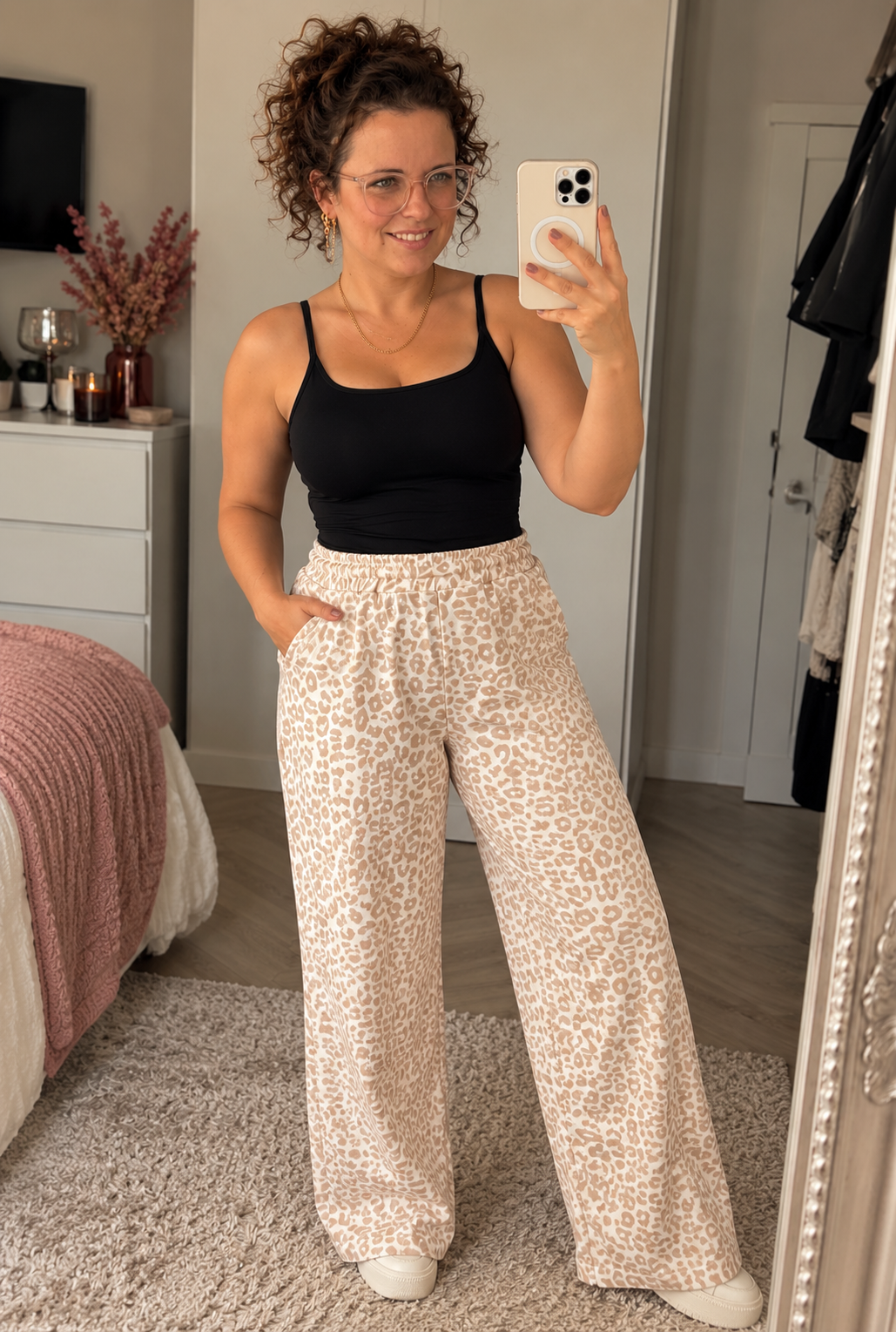 Beige Panterprint Lange Broek | One Size 36-42 - One Size Fashion