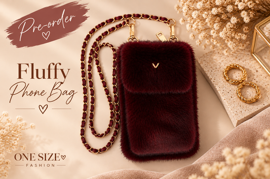 Fluffy Phone Bag – Burgundy | Zacht Telefoontasje | Pre-order