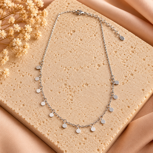 Zilverkleurige Ketting met Ronde Bedeltjes | 35 + 5 cm