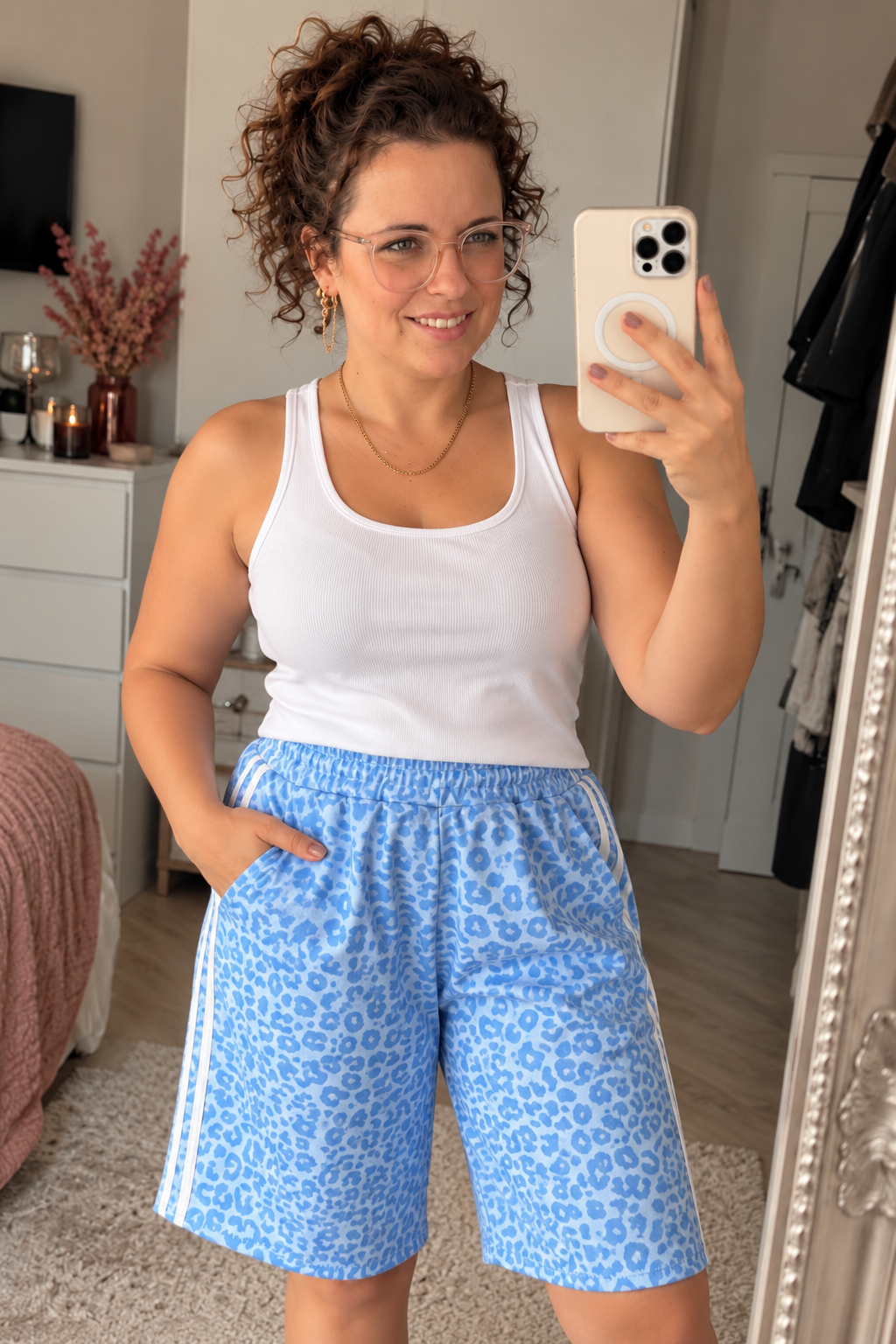 Leopard Korte Broek Blauw | One Size (36-42) - One Size Fashion