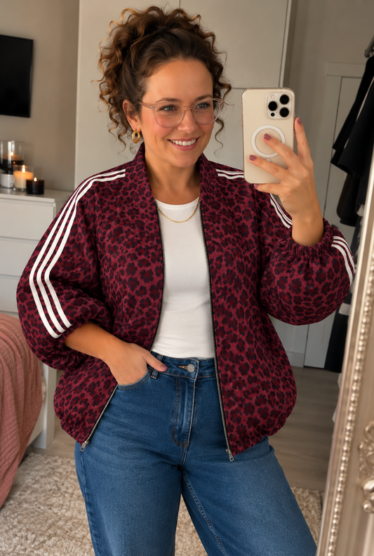 Leopard Bomber Jasje Bordeaux | One Size (38-44)