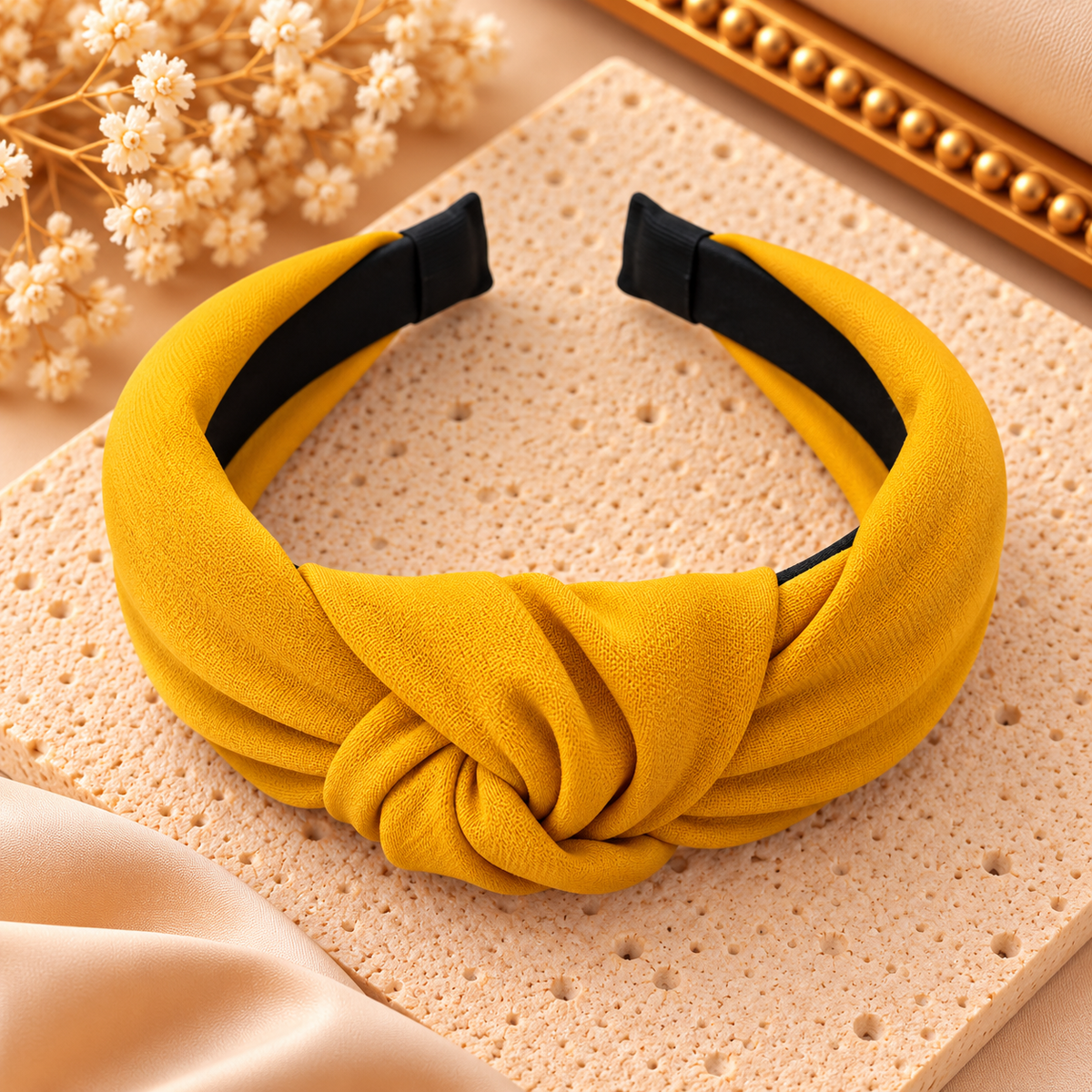 Haarband met Knoop | Okergeel | One Size