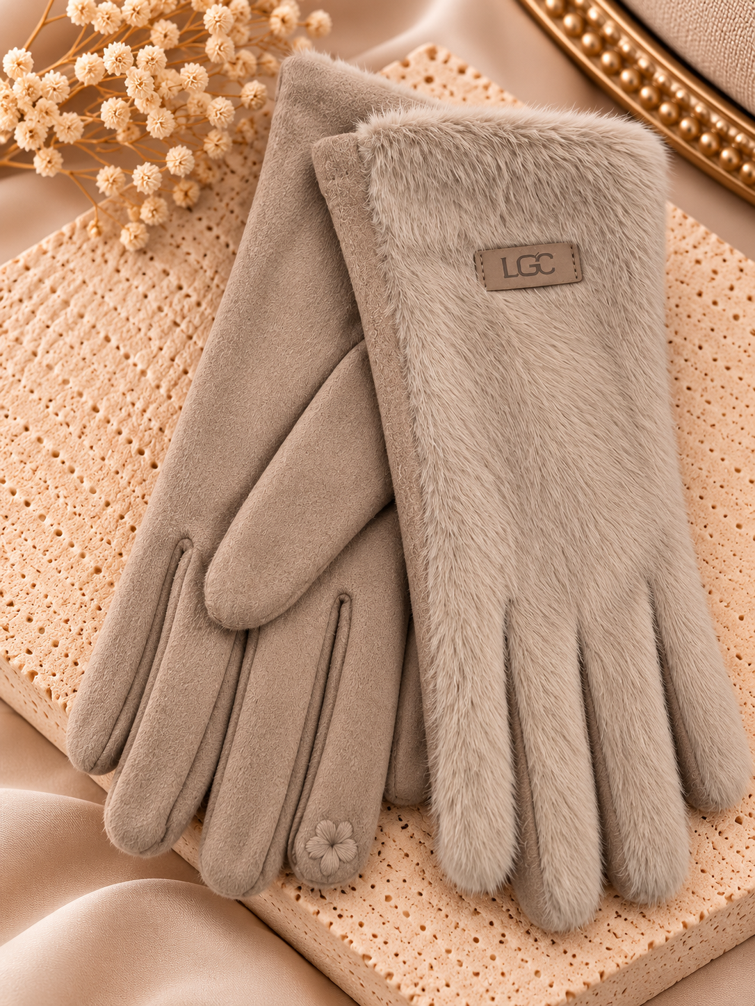 Fluffy Touch Handschoenen – Taupe – One Size Fashion