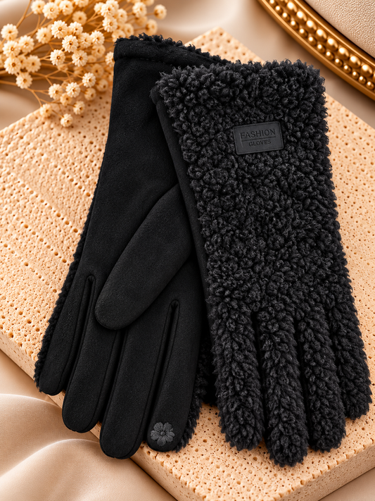 Teddy Handschoenen – Zwart – One Size Fashion