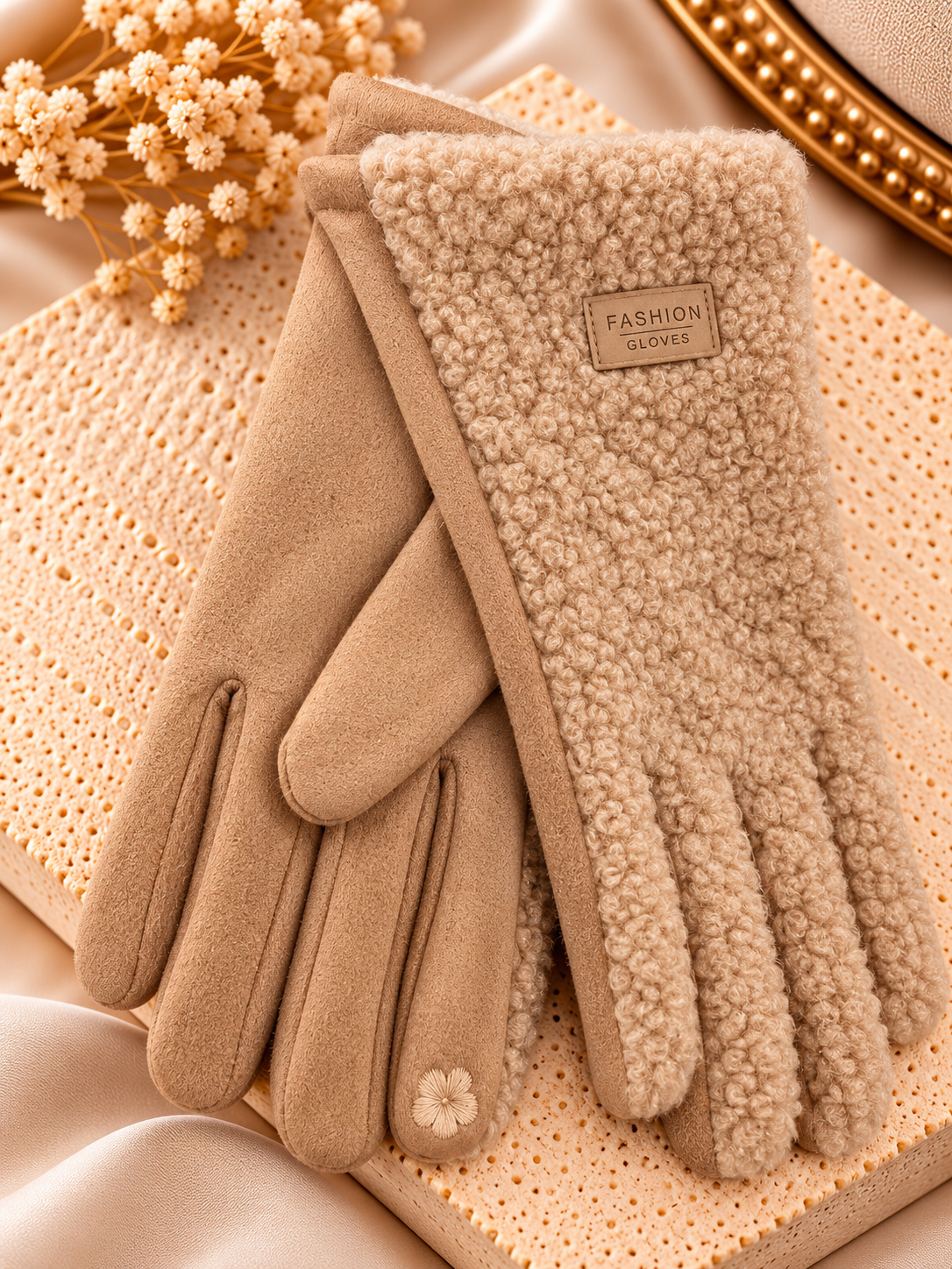 Teddy Handschoenen – Bruin – One Size Fashion