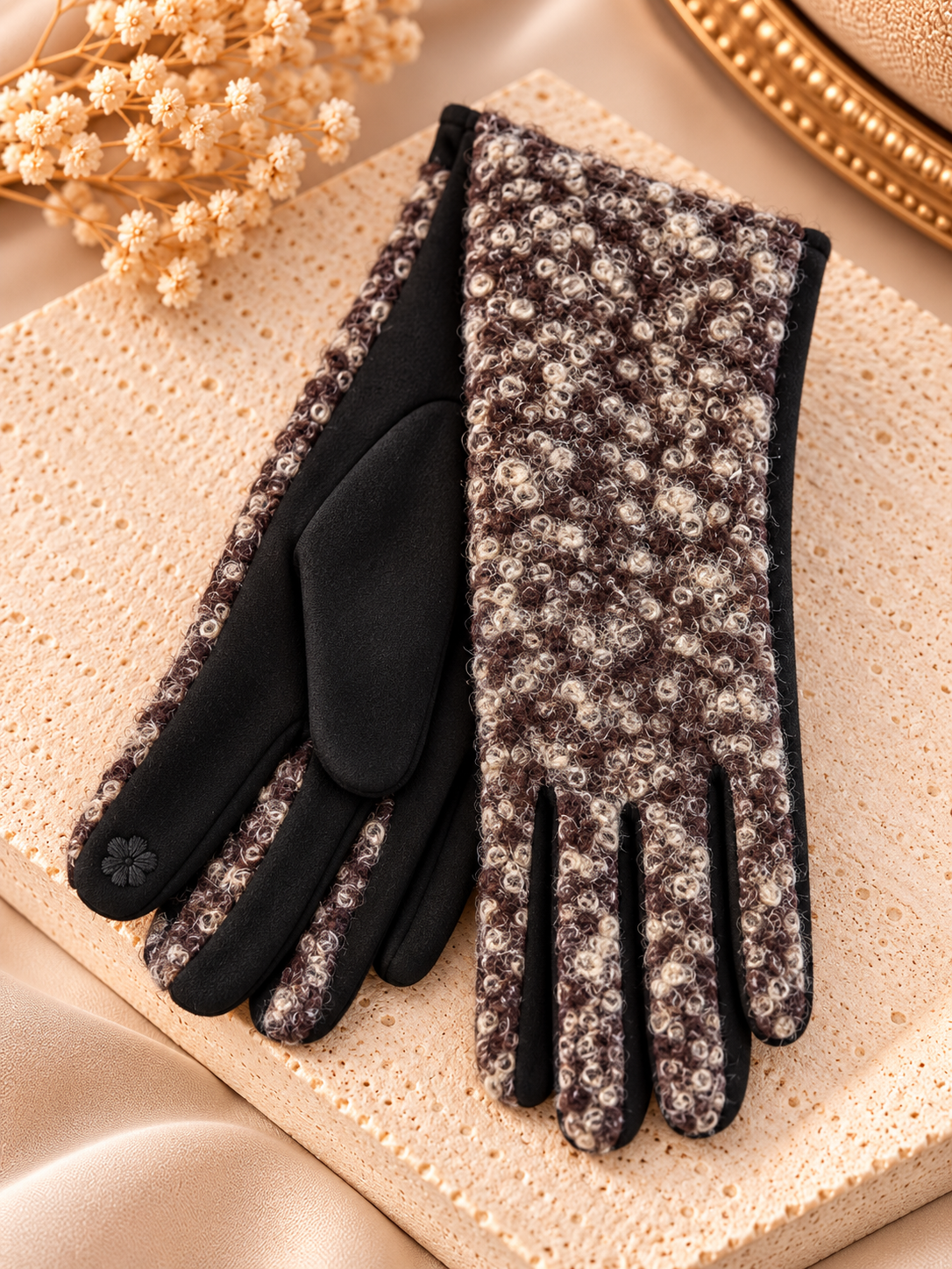 Dames Handschoenen Teddy – Bruin Gemêleerd – One Size Fashion