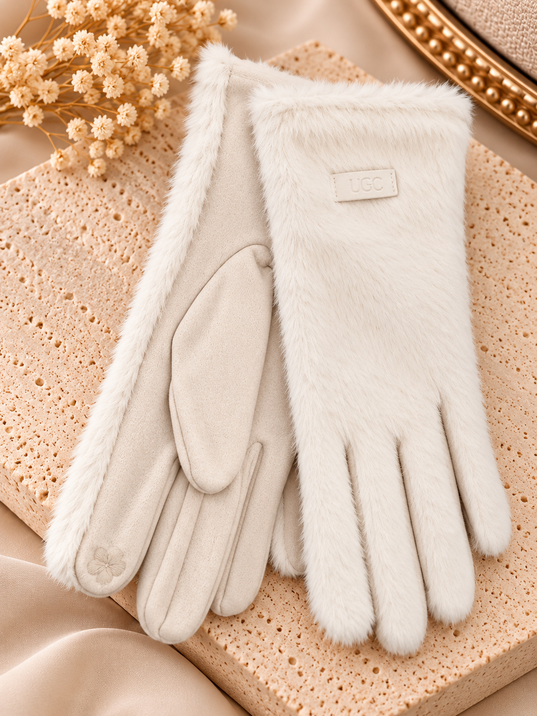 Fluffy Touch Handschoenen – Wit – One Size Fashion