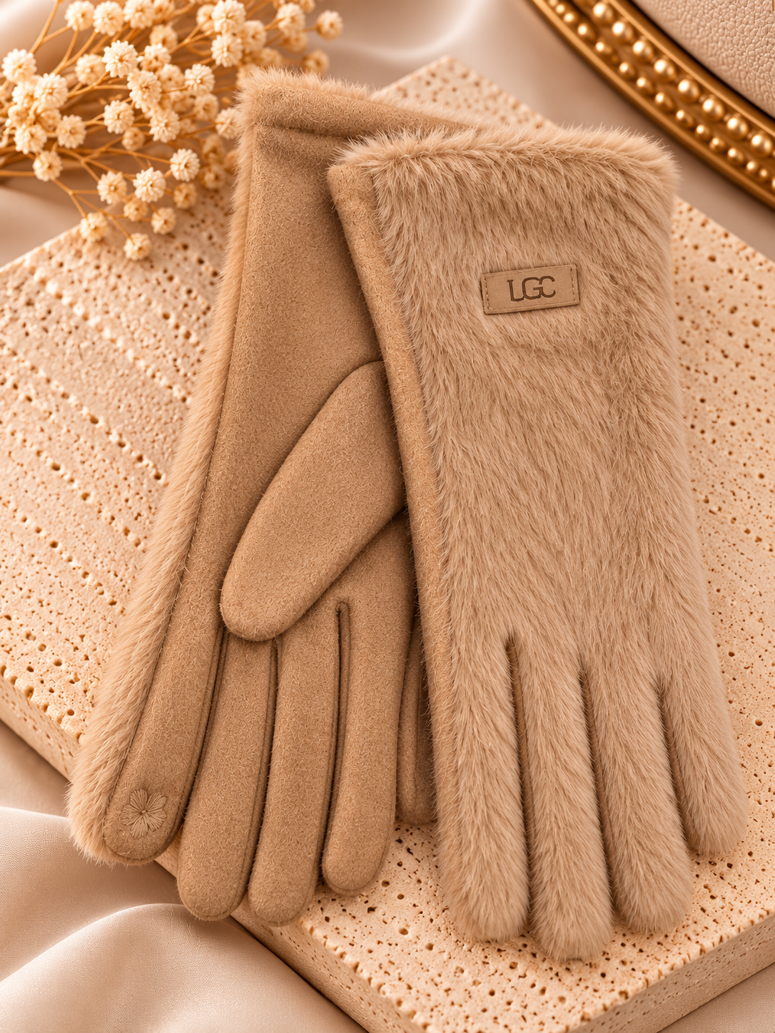 Fluffy Touch Handschoenen – Camel – One Size Fashion
