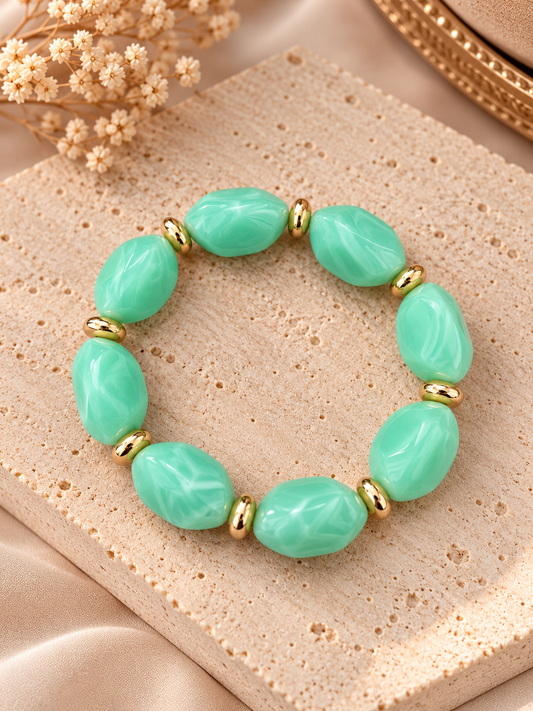 Mint Resin Armband met Goudkleurige Details