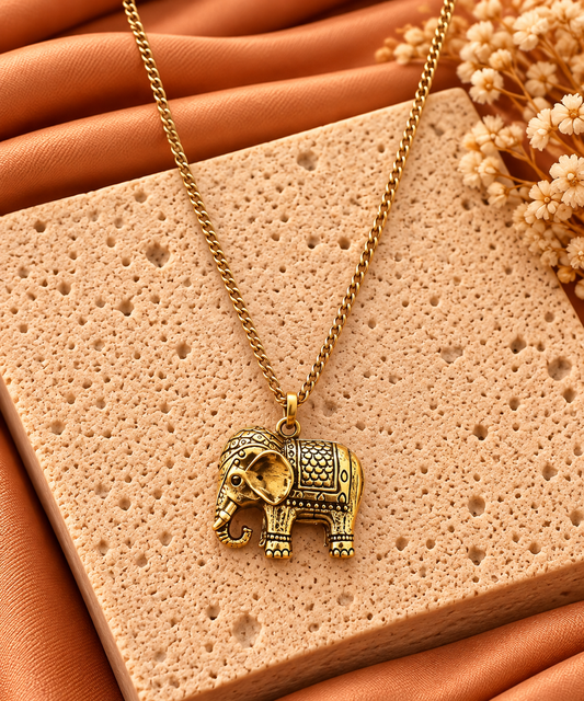Vintage lange ketting olifant | Goudkleurig