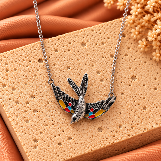 Lange ketting zwaluw | Zilverkleurig