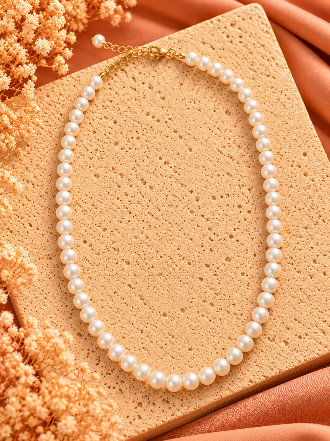 Parelketting 8 mm Klassiek Wit | Verstelbaar 40-45 cm