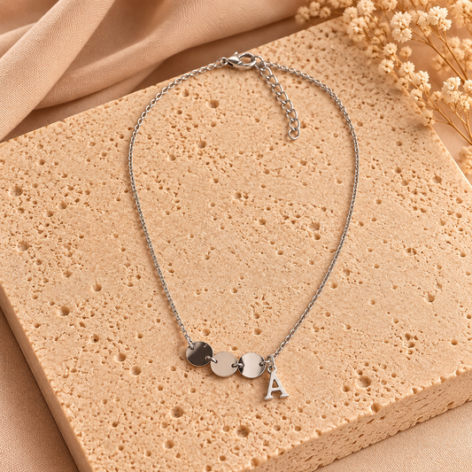 Zilverkleurige Stainless Steel Ketting met Letter A | 35 + 5 cm