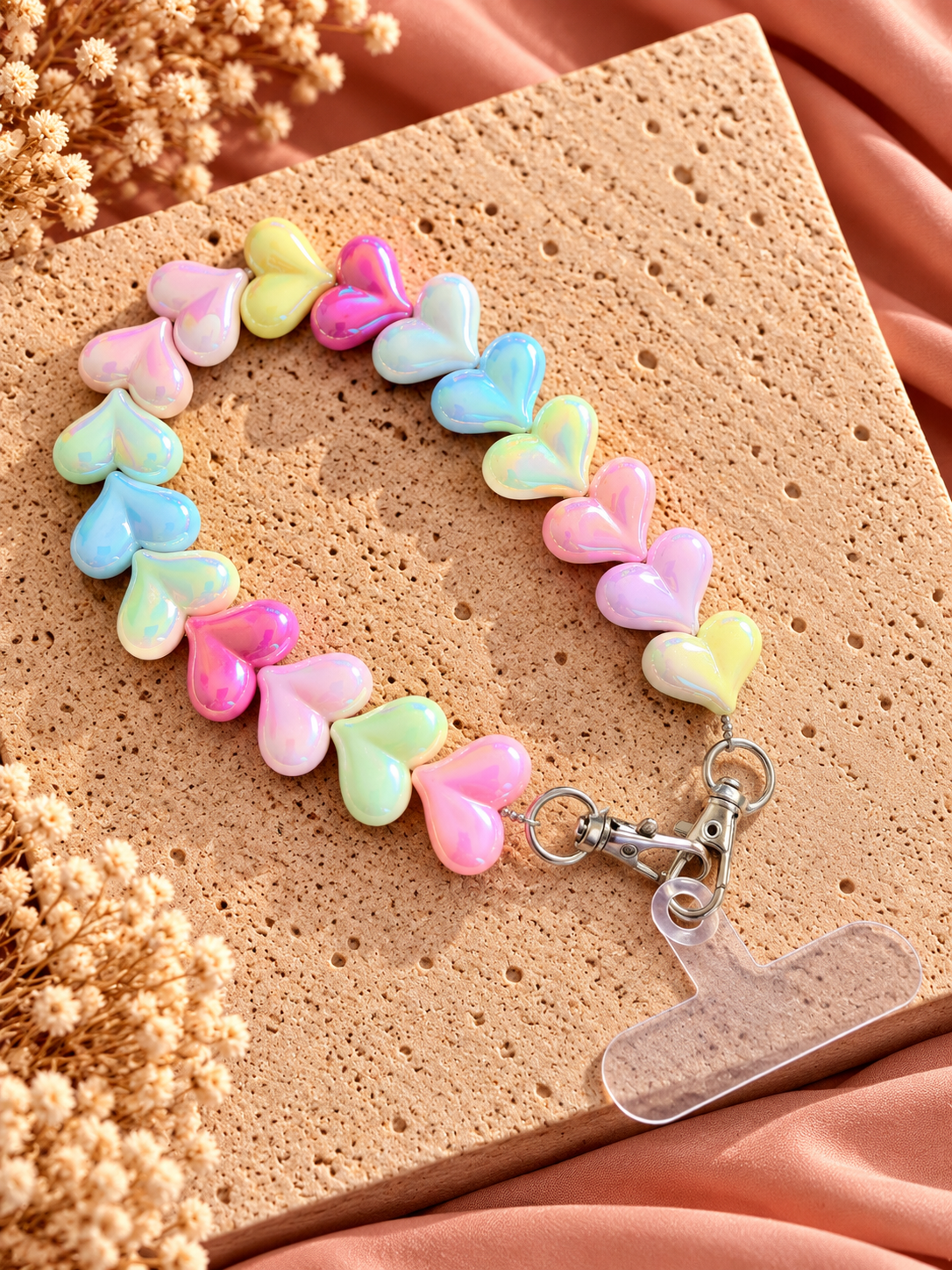 Telefoonketting Hartjes Multicolor Parelmoer