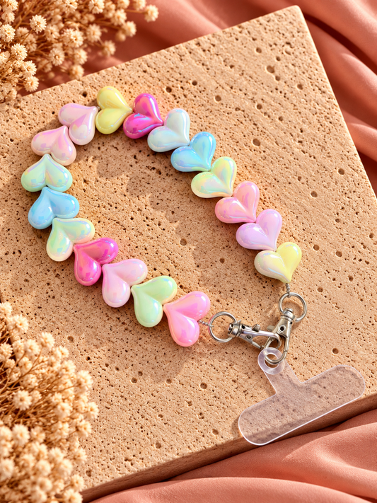 Telefoonketting Hartjes Multicolor Parelmoer
