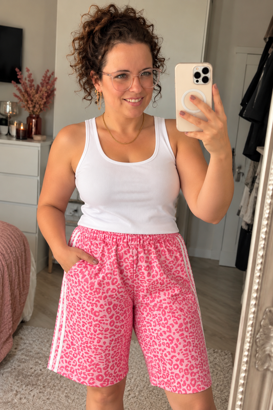 Leopard Korte Broek Roze | One Size (36-42) - One Size Fashion
