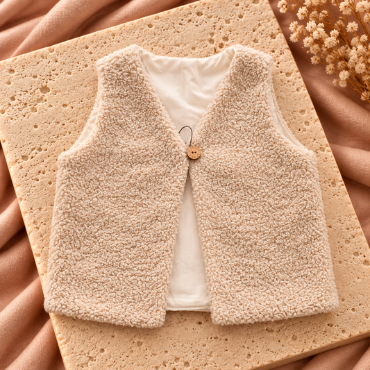 Kinder Teddy Gilet Beige | Zacht & Comfortabel