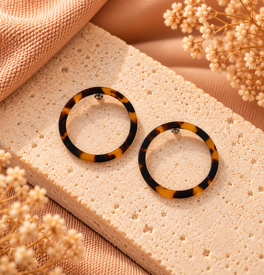 Statement Oorbellen Cirkel Panterprint | Bruin