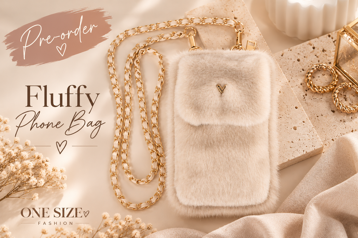 Fluffy Phone Bag – Beige | Zacht Telefoontasje
